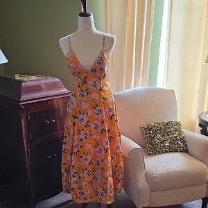 NWT Free People Yellow Floral Full Midi Dress-Size S